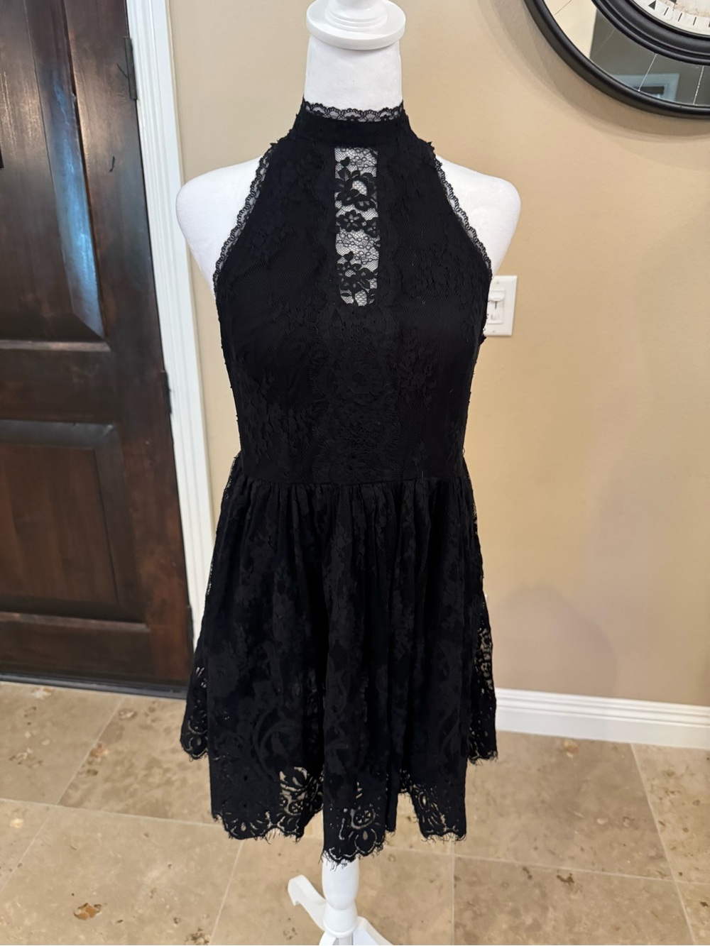 Free People varushka Black Lace Halter Mini Dress